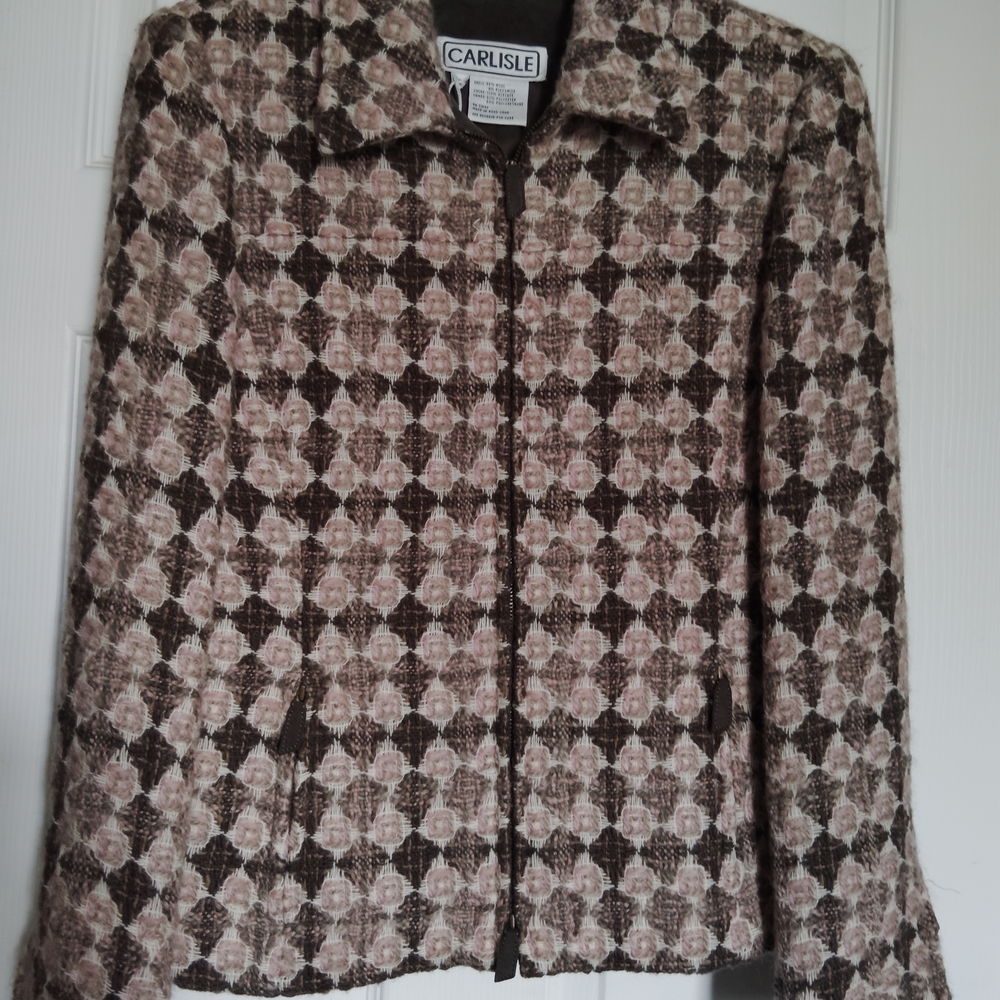 Carlisle Women's Geometric Brown and Cream Blazer